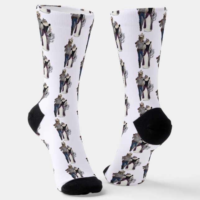 Western Couple Cowboy Cat Socken (Gewinkelt)