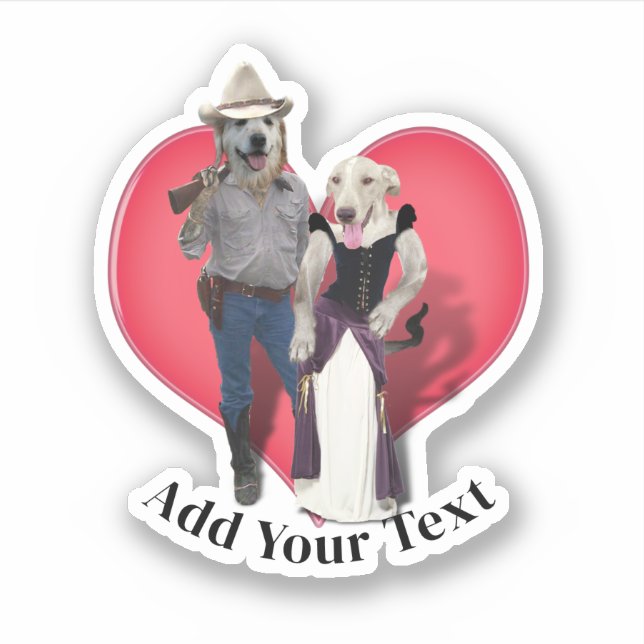Western Couple Cowboy Dog Aufkleber (Vorderseite)