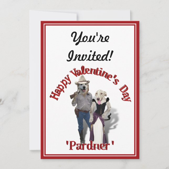 Western Couple Cowboy Dog Einladung (Vorderseite)