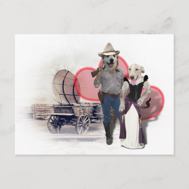 Western Couple Cowboy Dog Postkarte (Vorderseite)