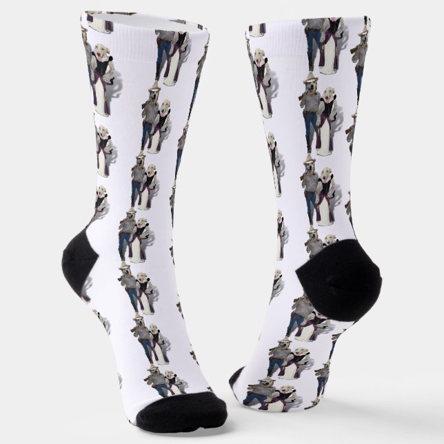 Western Couple Cowboy Dog Socken (Gewinkelt)