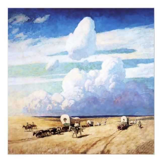 Western "Covered Wagons" Art von NC Wyeth Fotodruck (Vorne)