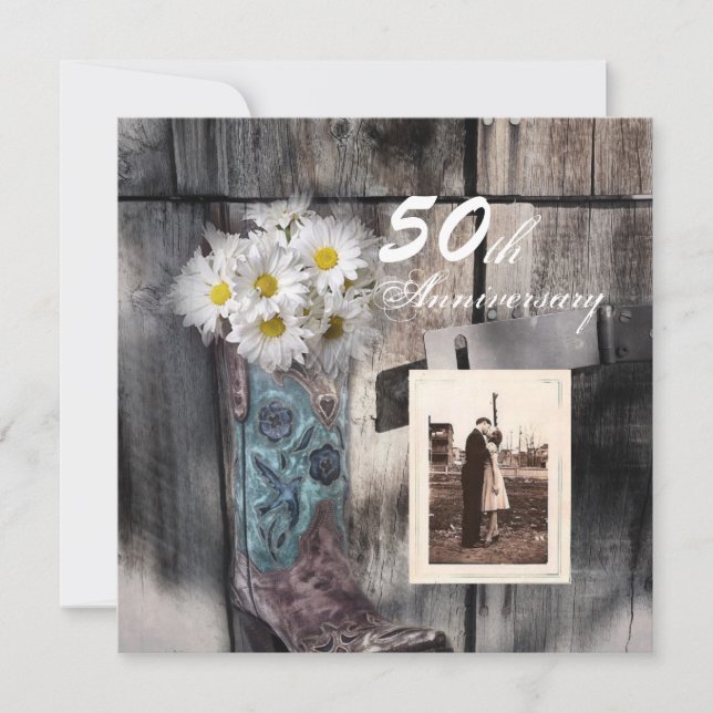 Western Cowboy 50. Hochzeitstag Einladung (Vorderseite)