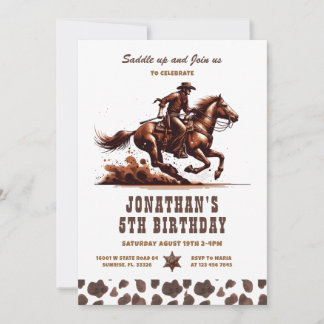 Western Cowboy 5. Rodeo Geburtstag Einladung