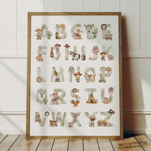 Western Cowboy Alphabet ABC Poster For Kids Room (Von Creator hochgeladen)