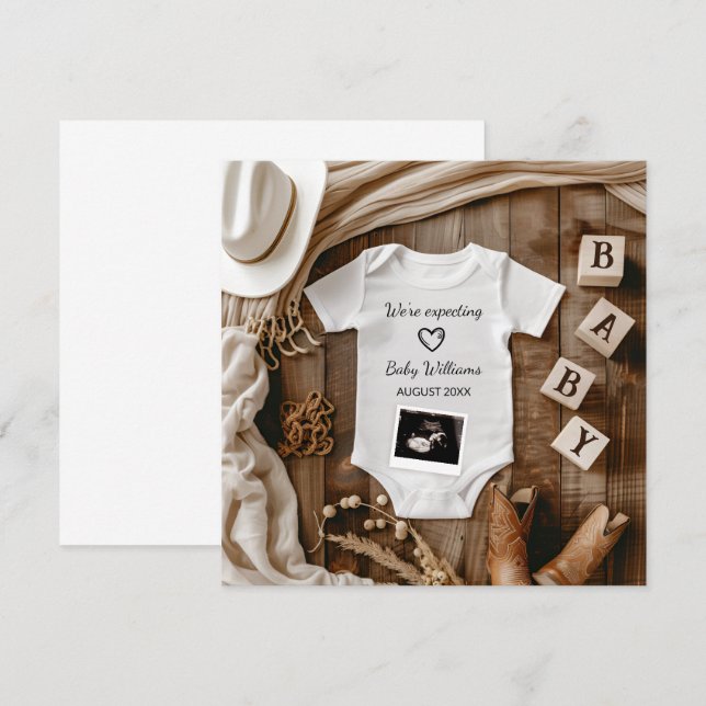 Western Cowboy Baby Faire-part (Devant / Derrière)