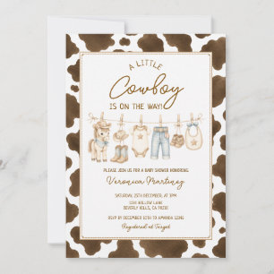 Western Cowboy Baby Shower Kleiderleine Einladung