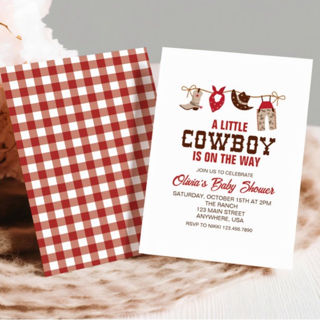 Western Cowboy Baby shower rouge Invitation (Créateur téléchargé)