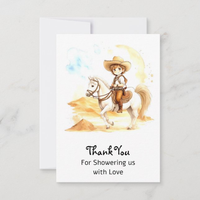 Western Cowboy Babydusche Dankeskarte (Vorderseite)