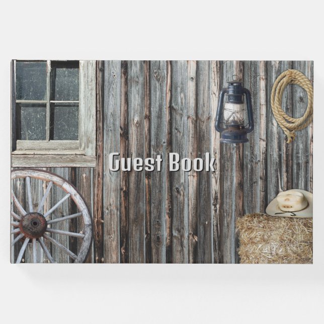Western Cowboy Barn Tapestry Gästebuch (Vorderseite)