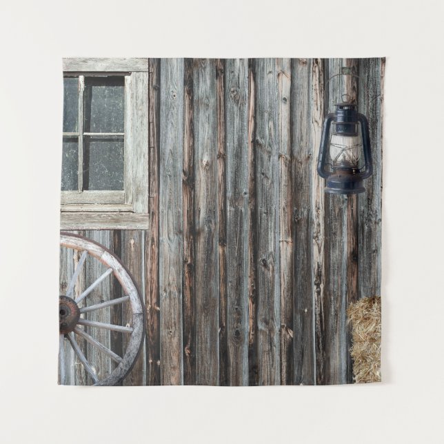 Western Cowboy Barn Tapestry Wandteppich (Vorderseite)