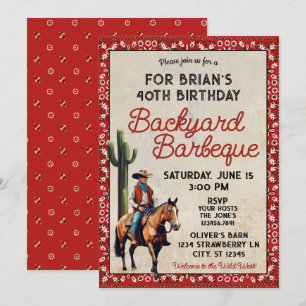 Western Cowboy Birthday Backyard Barbeque Einladung
