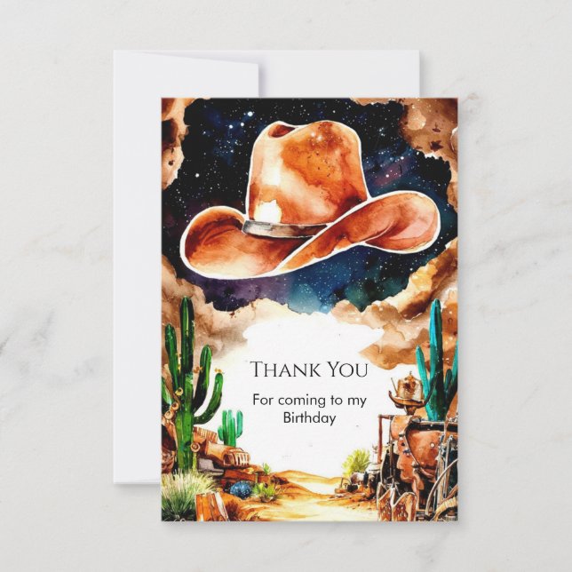 Western Cowboy Birthday Dankeskarte (Vorderseite)