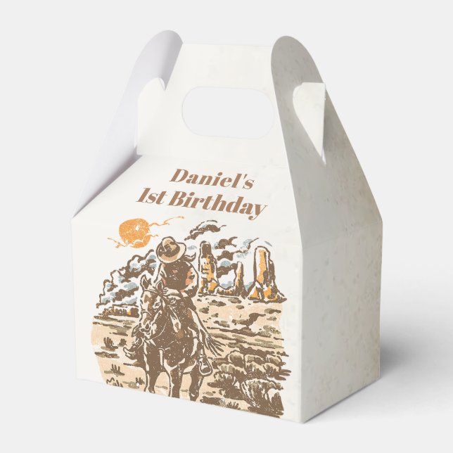 Western Cowboy Birthday Party Gefälligkeitsbox Geschenkschachtel (Vorderseite)