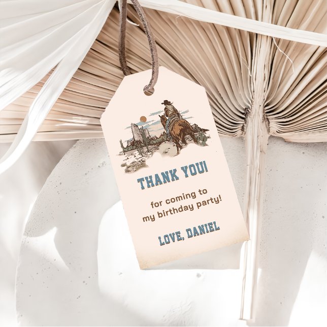 Western Cowboy Birthday Party Geschenkanhänger (Von Creator hochgeladen)