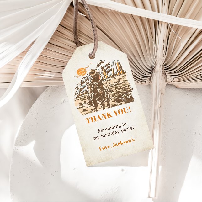 Western Cowboy Birthday Party Geschenkanhänger (Von Creator hochgeladen)