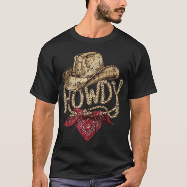 Western Cowboy Birthday Party Howdy Cowboy T-Shirt (Vorderseite)