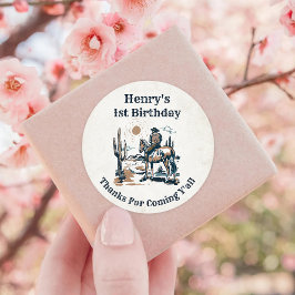 Western Cowboy Birthday Party Runder Aufkleber