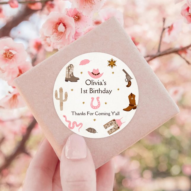 Western Cowboy Birthday Party Runder Aufkleber (Von Creator hochgeladen)