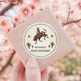 Western Cowboy Birthday Party Runder Aufkleber