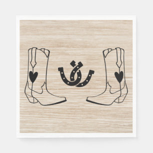Western Cowboy Boot Country Wedding Wood Horseshoe Serviette