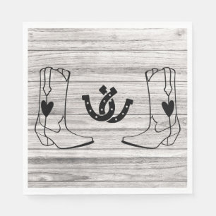 Western Cowboy Boot Country Wedding Wood Horseshoe Serviette