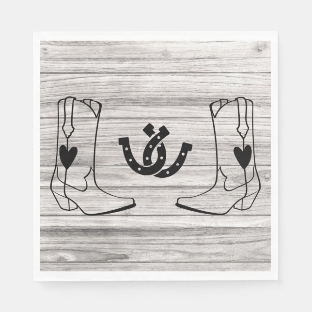 Western Cowboy Boot Country Wedding Wood Horseshoe Serviette (Vorderseite)
