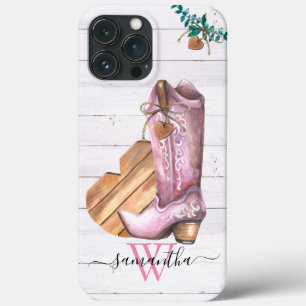 Western Cowboy Boot Monogram Boho Wood Case-Mate iPhone Hülle