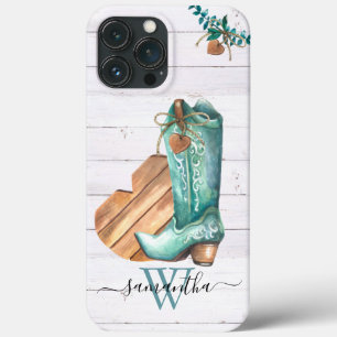Western Cowboy Boot Monogram Boho Wood Case-Mate iPhone Hülle