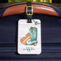 Western Cowboy Boot Monogram Boho Wood