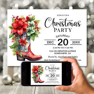 Western Cowboy Boot Weihnachts-Party Einladung