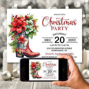 Western Cowboy Boot Weihnachts-Party Einladung