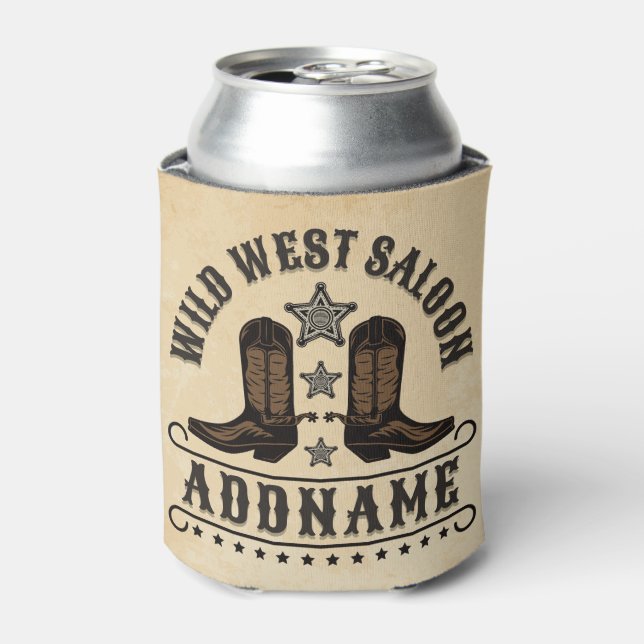 Western Cowboy Boots ADD NAME Sheriff Spurs Saloon Dosenkühler (Kanne Vorderseite)