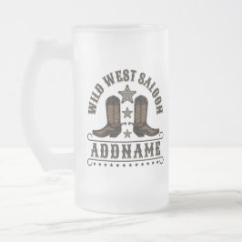 Western Cowboy Boots ADD NAME Sheriff Spurs Saloon Mattglas Bierglas
