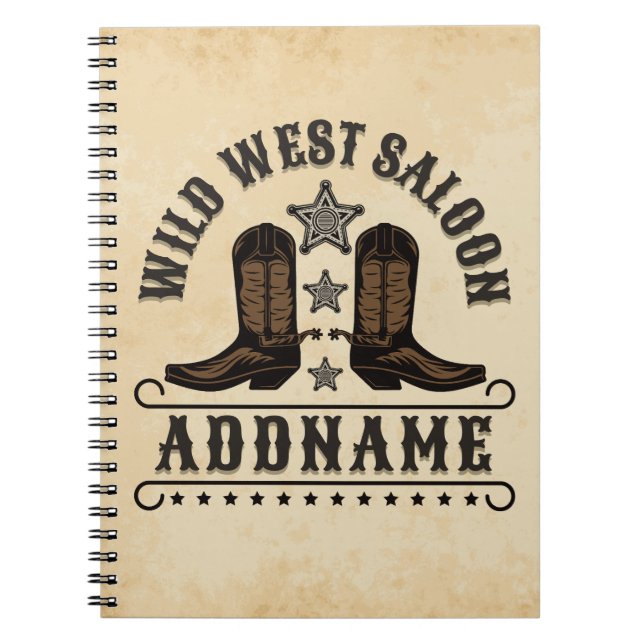 Western Cowboy Boots ADD NAME Sheriff Spurs Saloon Notizblock (Vorderseite)