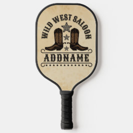Western Cowboy Boots ADD NAME Sheriff Spurs Saloon Pickleball Schläger