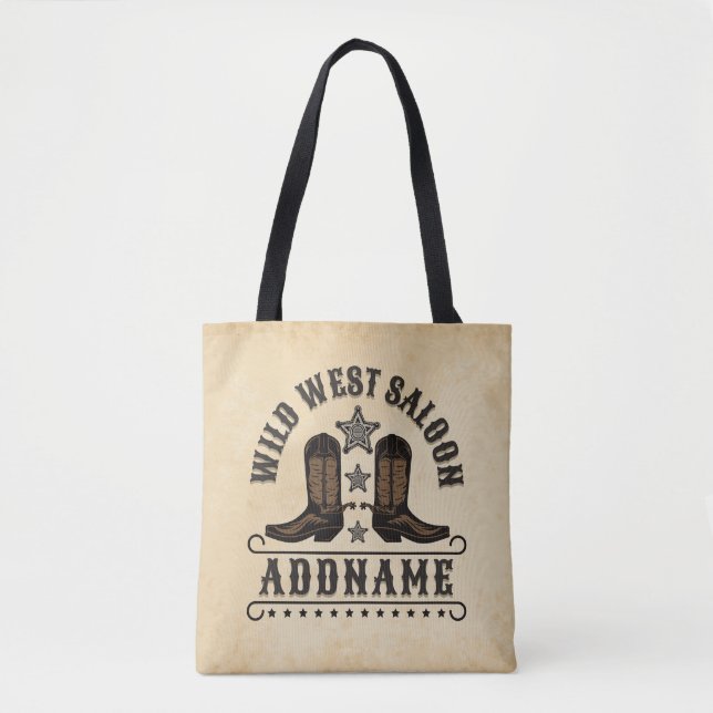 Western Cowboy Boots ADD NAME Sheriff Spurs Saloon Tasche (Vorderseite)