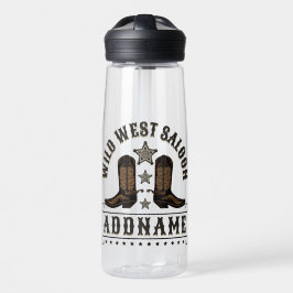 Western Cowboy Boots ADD NAME Sheriff Spurs Saloon Trinkflasche