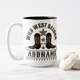 Western Cowboy Boots ADD NAME Sheriff Spurs Saloon Zweifarbige Tasse