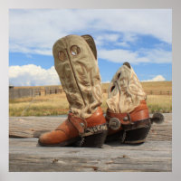 Western Cowboy Boots and Spurs Print