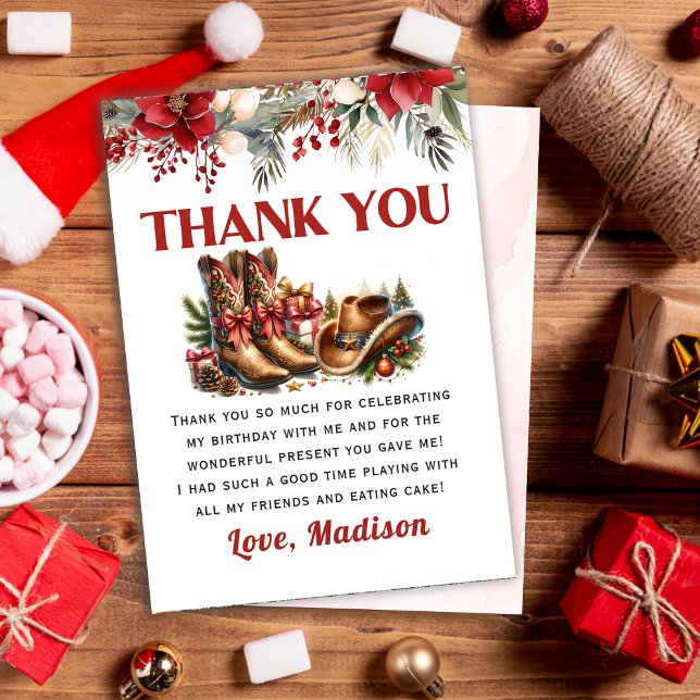 Western Cowboy Boots Carte de remerciements de Noë (Créateur téléchargé)