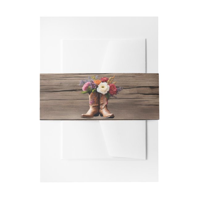Western Cowboy Boots Floral Elegant Mason Jar Einladungsbanderole (Vorderseite Beispiel)