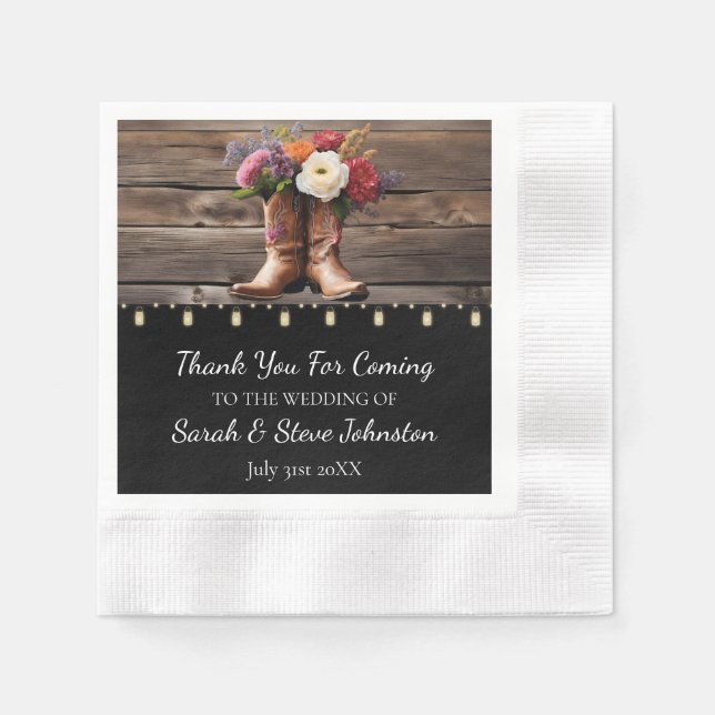 Western Cowboy Boots Floral Elegant Mason Jar Serviette (Vorderseite)