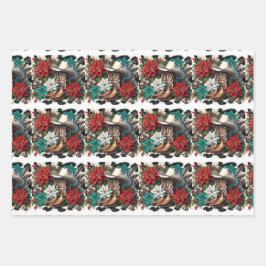 Western Cowboy Boots Hat und Poinsettia Weihnachte Geschenkpapier Set