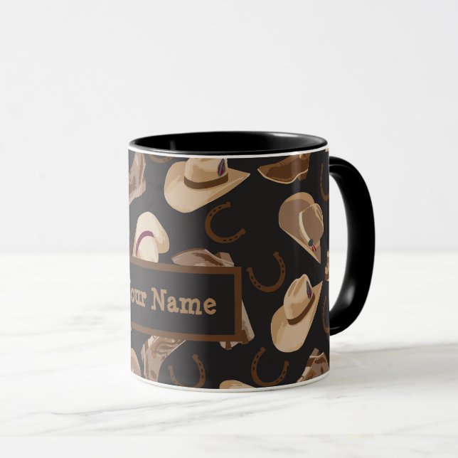 Western Cowboy Boots Hats Name Personalisiert Tasse (VorderseiteRechts)