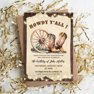 Western Cowboy Boots Hoedown Howdy Y'all Einladung