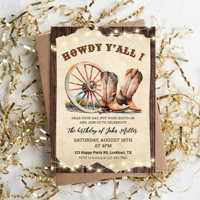 Western Cowboy Boots Hoedown Howdy Y'all Einladung (Von Creator hochgeladen)