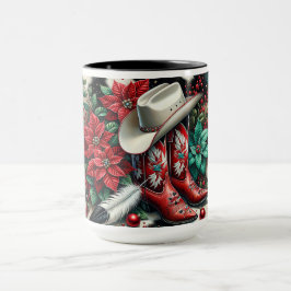 Western Cowboy Boots Holiday Floral Kuh versteckt Tasse