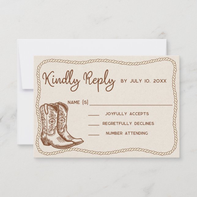 Western Cowboy Boots Lässig nur Liebe Hochzeit RSVP Karte (Vorderseite)