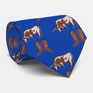 Western Cowboy Boots Longhorn Steer Necktie Krawatte